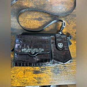 Brighton Bronze Patent Leather Crossbody Heart Bag